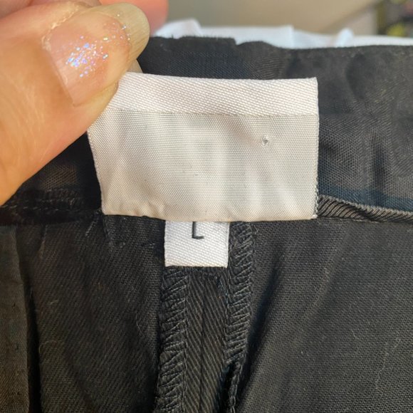 OAK NYC OVERSIZED BLACK RAW EDGE COTTON TWILL CAPRIS (SZ. L) - Picture 5 of 9